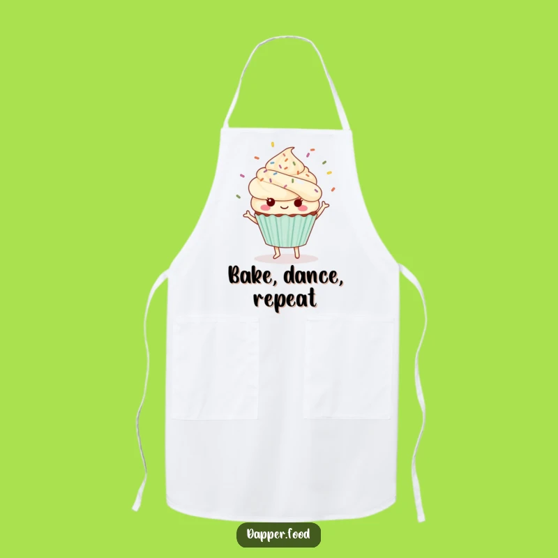 Festive Funny Kawaii Cupcake Apron: Cooking with a Dancing Treat