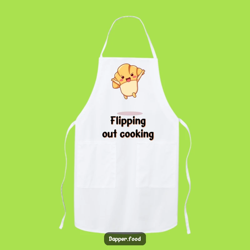 Funny Kawaii Croissant Cartwheel Apron: Joyful Kitchen Fun, Great Gift!