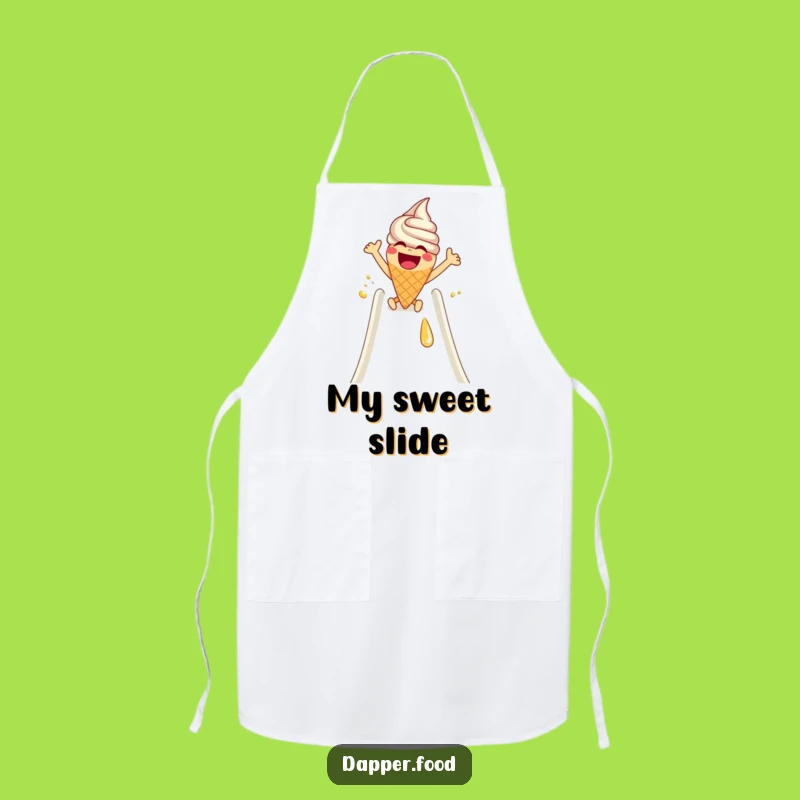Funny Ice Cream Cone Syrup Slide Apron - Kitchen Fun & Dessert Lover Gift