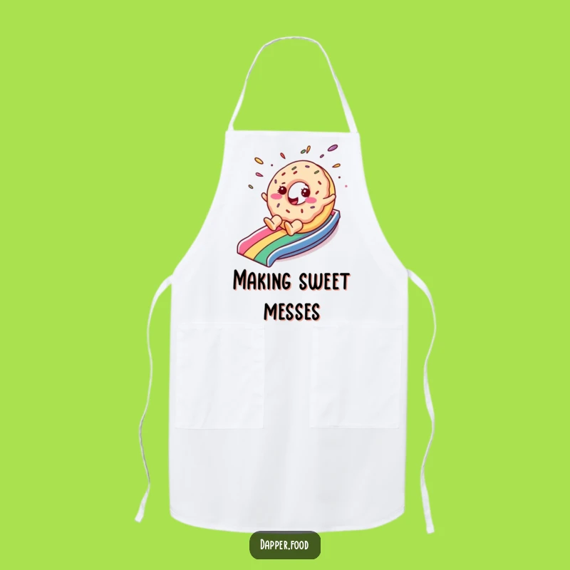 Funny Donut Rainbow Slide Apron: Chef Character Wear for Sweet Kitchen Fun