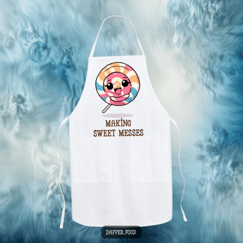 Funny Kawaii Lollipop Apron: A delightful character spinning energetically while cooking, a fun and practical funny gift.