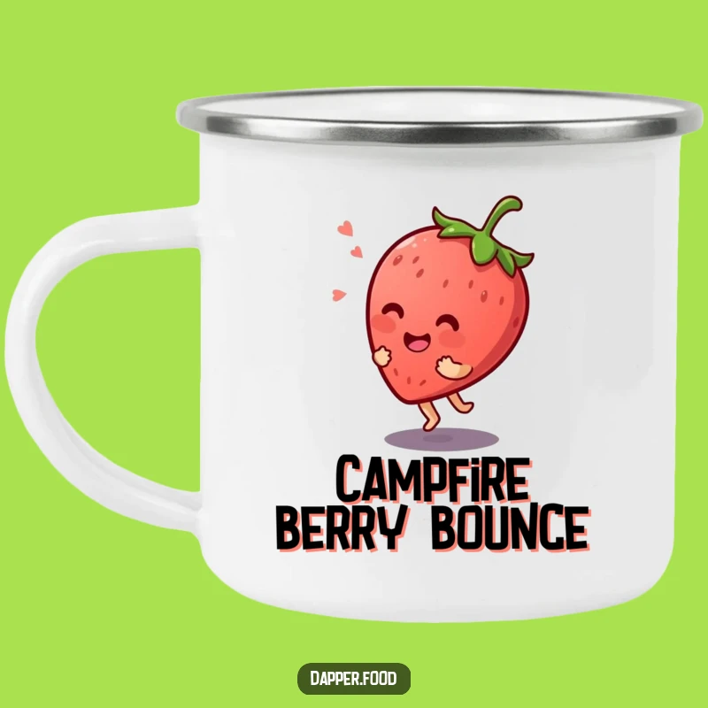 Funny Kawaii Strawberry Bounce Camping Mug: Giggling Adventures, Perfect Gift!