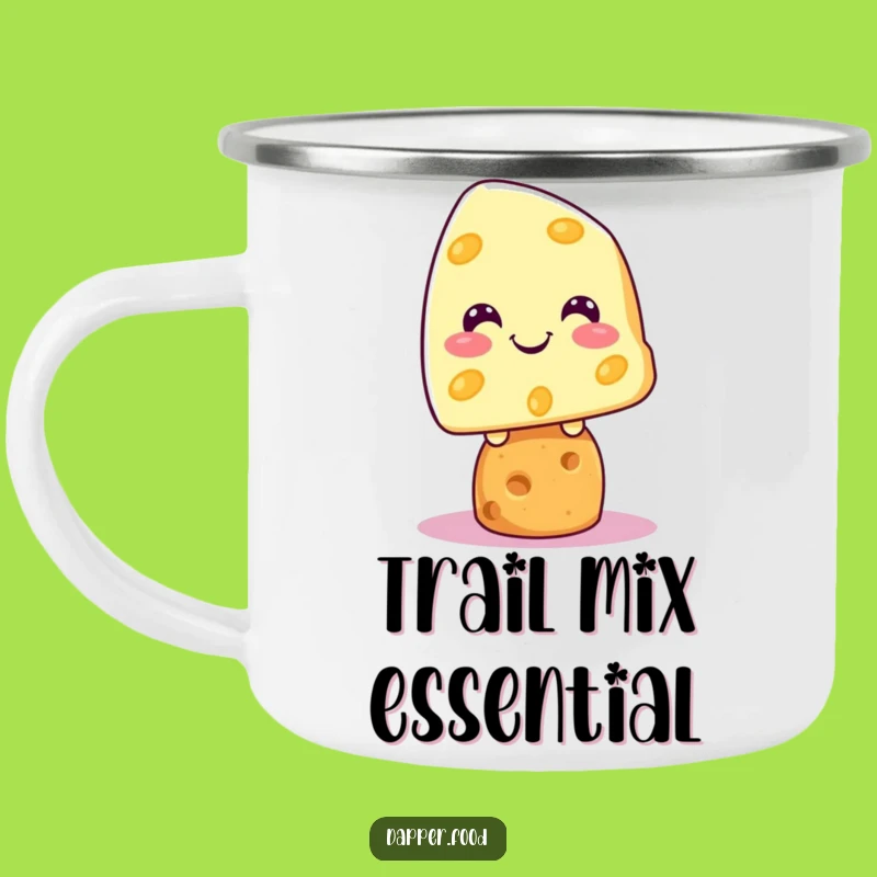 Funny Kawaii Cheese Cracker Camping Mug: Grinning Adventures, Perfect Gift!