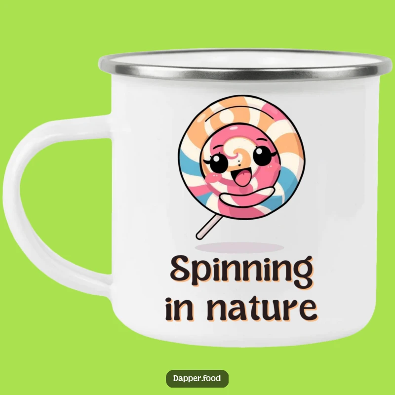 Funny Kawaii Lollipop Camping Mug: Adventure with a Spinning Character, Perfect Funny Gift