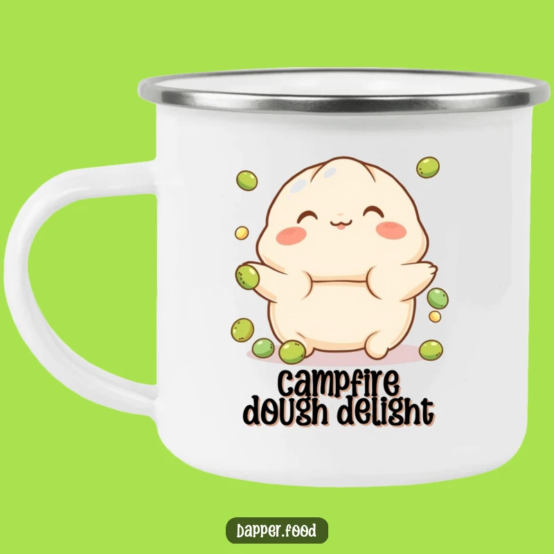 Funny Playful Dumpling Pea Juggling Camping Mug - Cute Outdoor Fun!