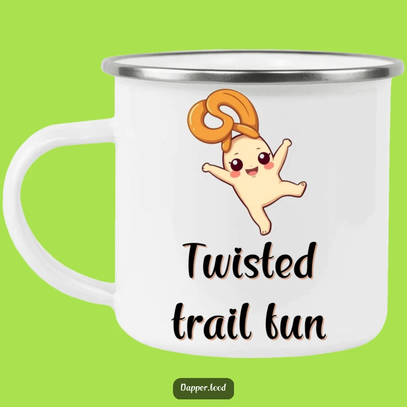 Funny Pretzel Camping Mug: Enjoy Sips with a Blissful Cartwheeling Snack
