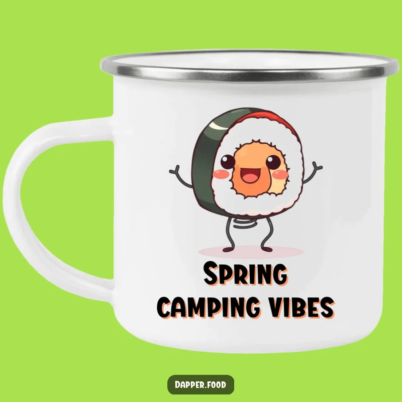 Funny Sushi Roll Camping Mug: Adventure with Bouncy Flair