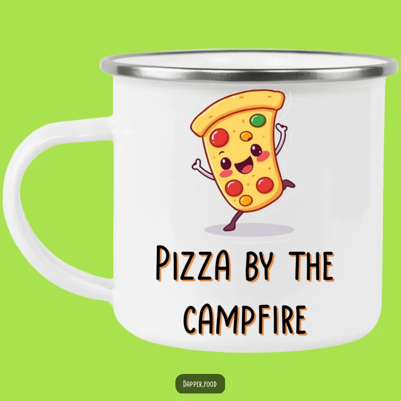 Funny Pizza Cartwheel Camping Mug: Outdoor Character Drinkware for Foodie Adventures