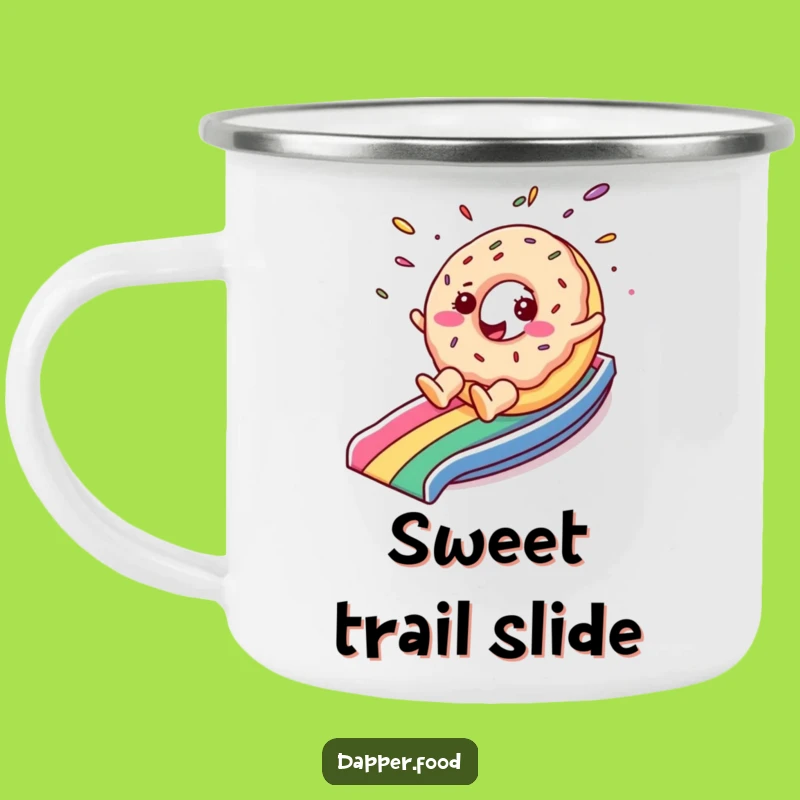 Funny Donut Rainbow Slide Camping Mug: Outdoor Character Drinkware for Sweet Adventures