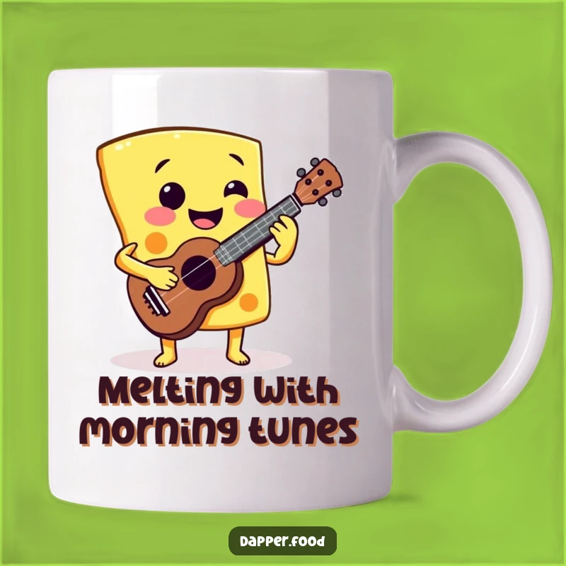 Funny Cheese Ukulele Mug: Smiling Slice Serenade, Perfect Funny Gift