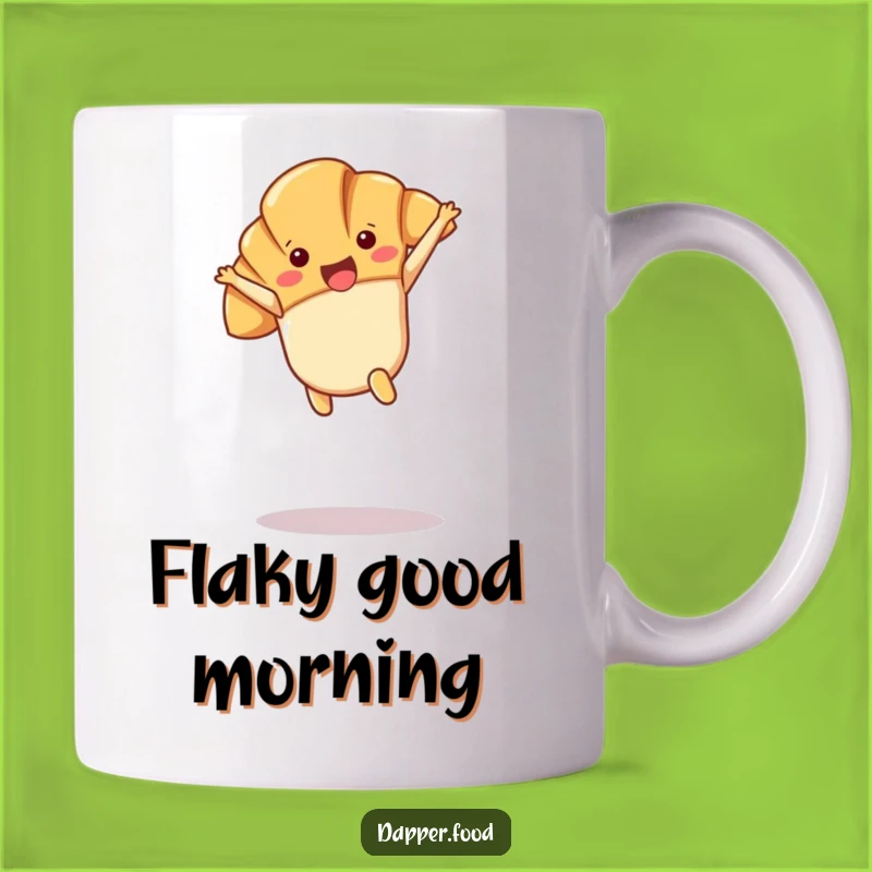 Funny Kawaii Croissant Cartwheel Mug: Joyful Pastry Fun, Perfect Gift!