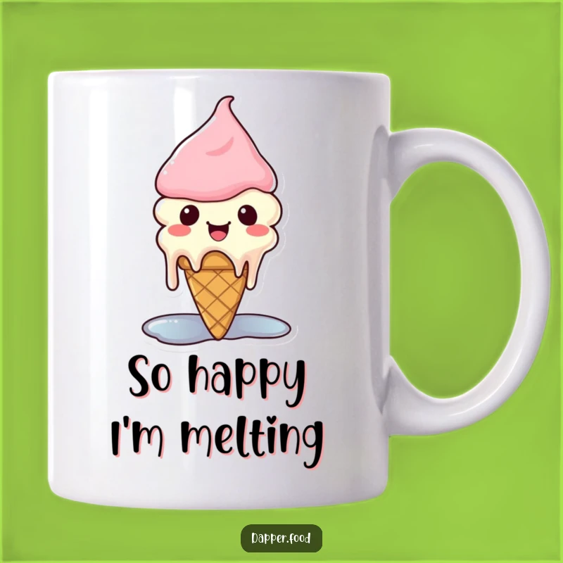 Funny Kawaii Ice Cream Mug: Happy Melting Cone for Sweet Moments