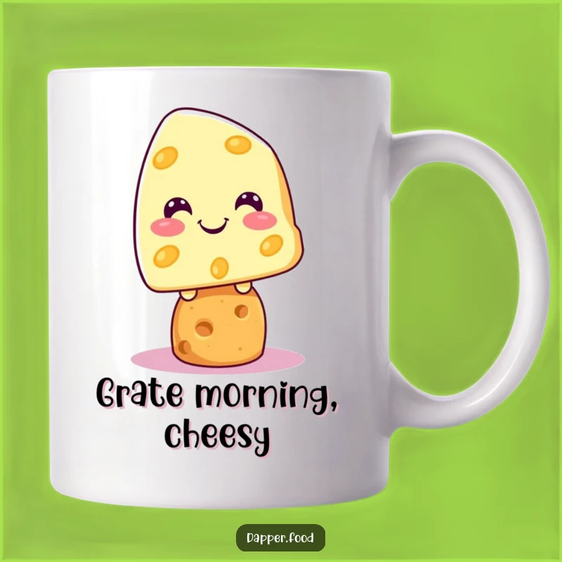 Funny Kawaii Cheese Cracker Mug: Grinning Snack Humor, Perfect Gift!