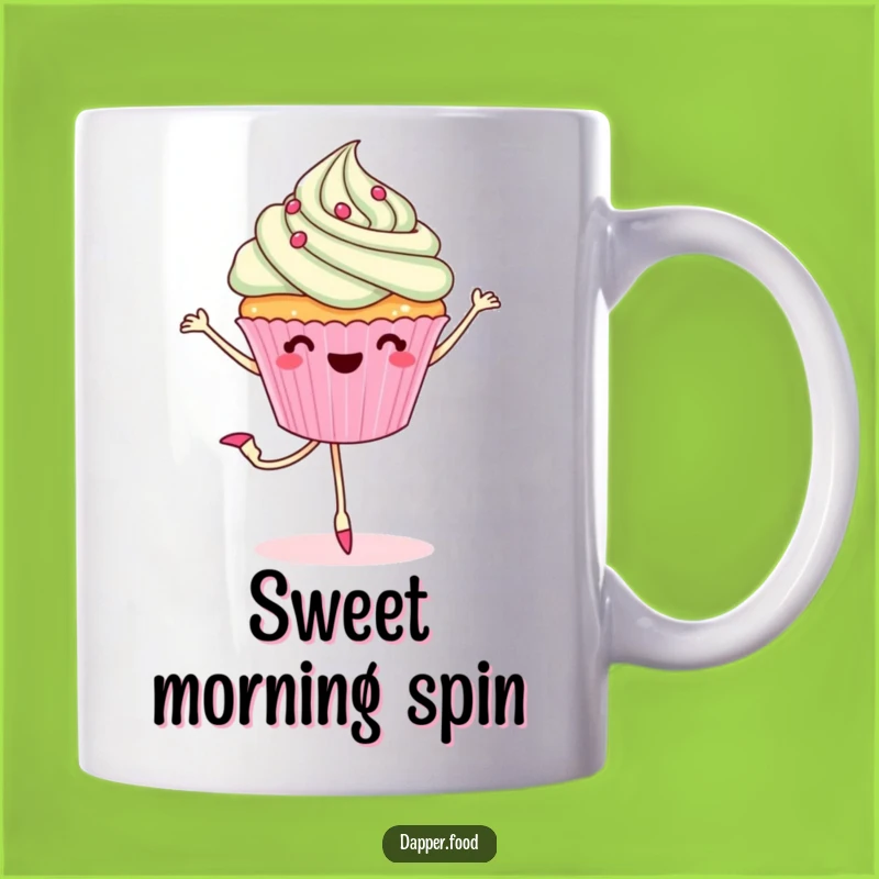 Funny Cupcake Pirouette Mug - Whimsical Dessert Dancer Gift