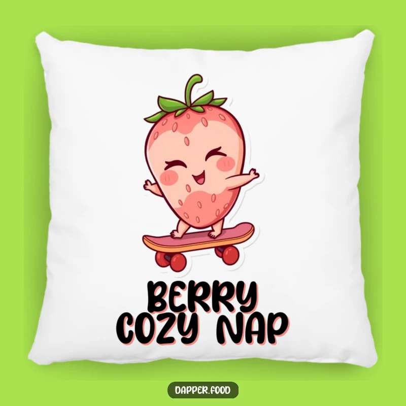 Funny Strawberry Skater Pillow: Cozy Comfort with a Cool Twist