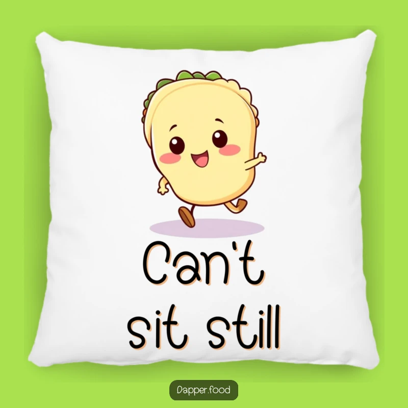 Comforting Funny Kawaii Taco Pillow: Soft Running Taco Character Accent