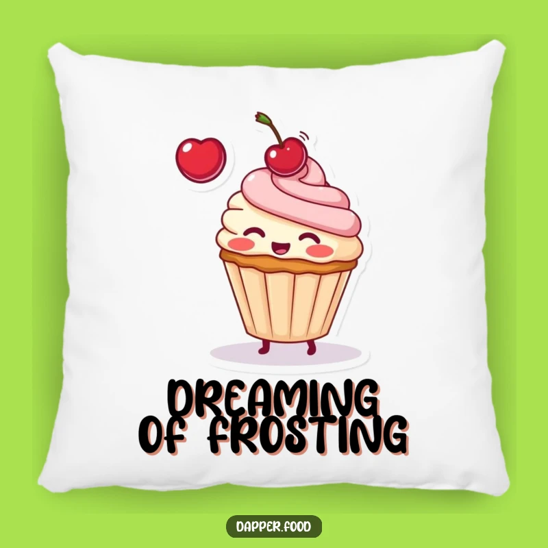 Funny Cupcake Cherry Toss Pillow: Comfy Decor with a Sweet, Playful Vibe