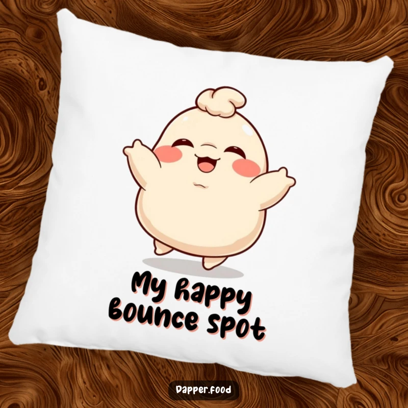 Funny Dumpling Pillow: A plump, giggling dumpling character bouncing with delight, offering comfort and a humorous touch.
