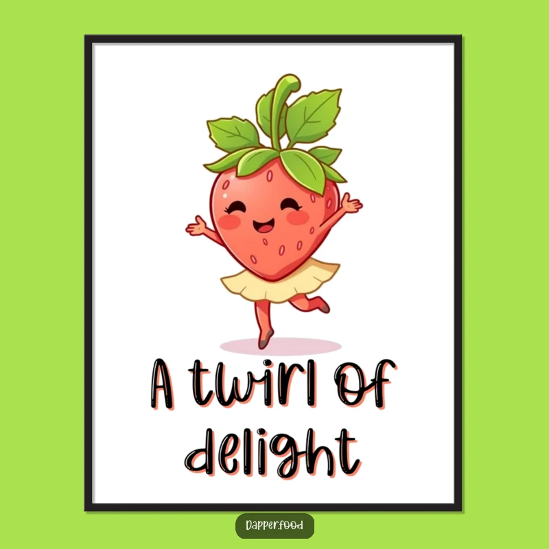 Funny Strawberry Ballet Twirl Digital Art: Instant Dance for Your Walls