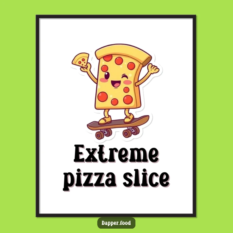 Funny Pizza Skateboarder Digital Art: Hilarious Print for Foodie & Skate Fanatic
