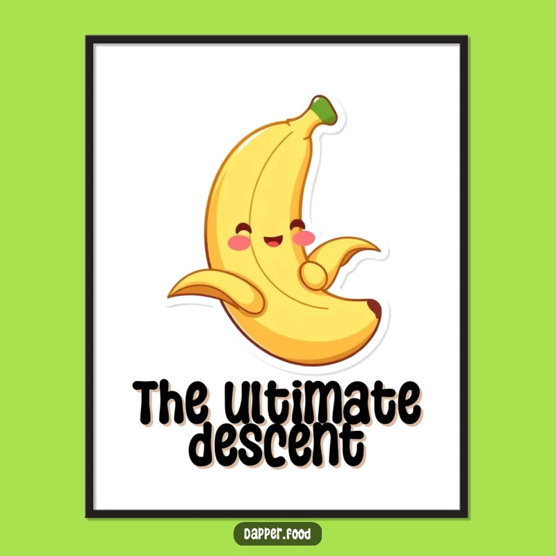 Funny Banana Sliding Digital Art - Playful Fruit Whimsical Decor