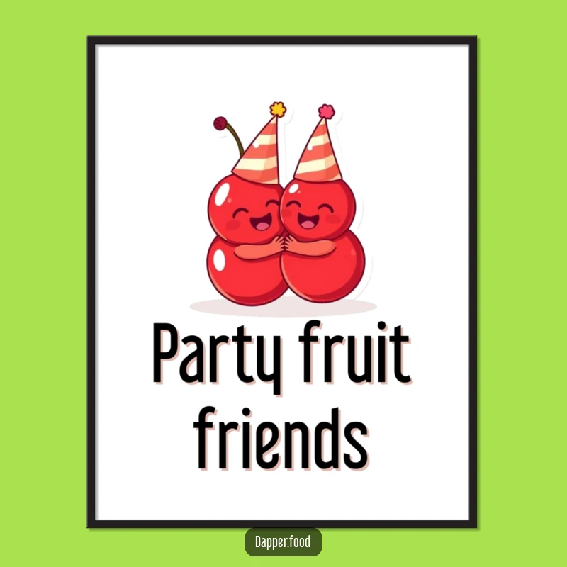 Funny Cherries Digital Print: Adorable Hugging Fruit Art for Instant Joy