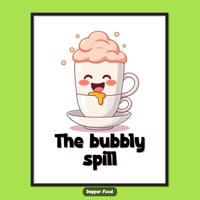 Funny Coffee Mug Spill Digital Art: Cute Character Download, Instant Funny Gift for Decor