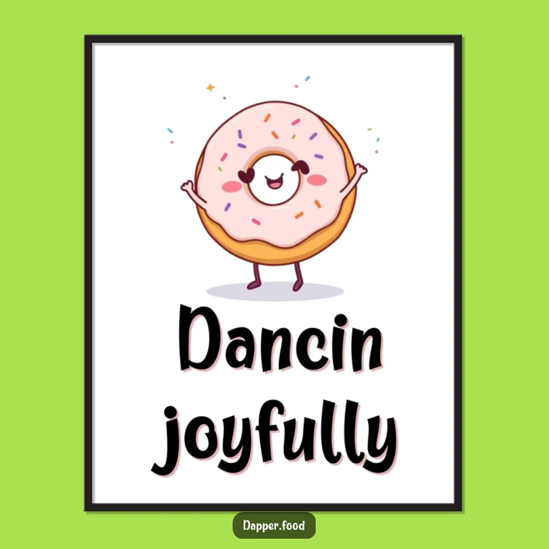 Funny Donut Dance Digital Art: Happy Sprinkles Print, Unique Sweet Funny Gift