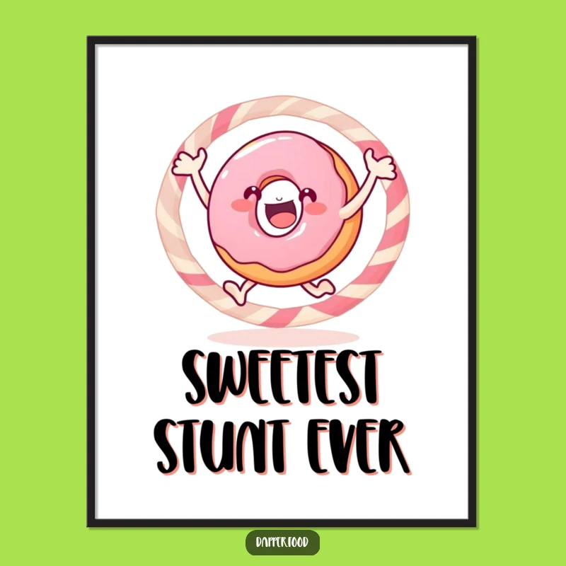 Funny Donut Jumping Digital Art - Candy Hoop Whimsical Decor