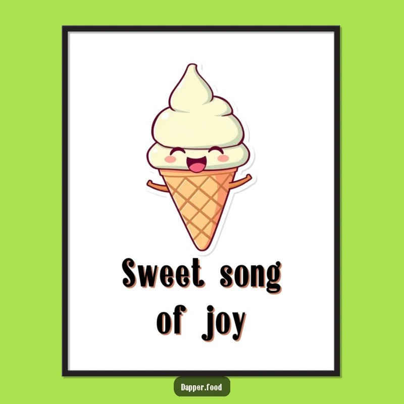 Funny Ice Cream Digital Art Print: Instant Sweet Joyful Wall Decor