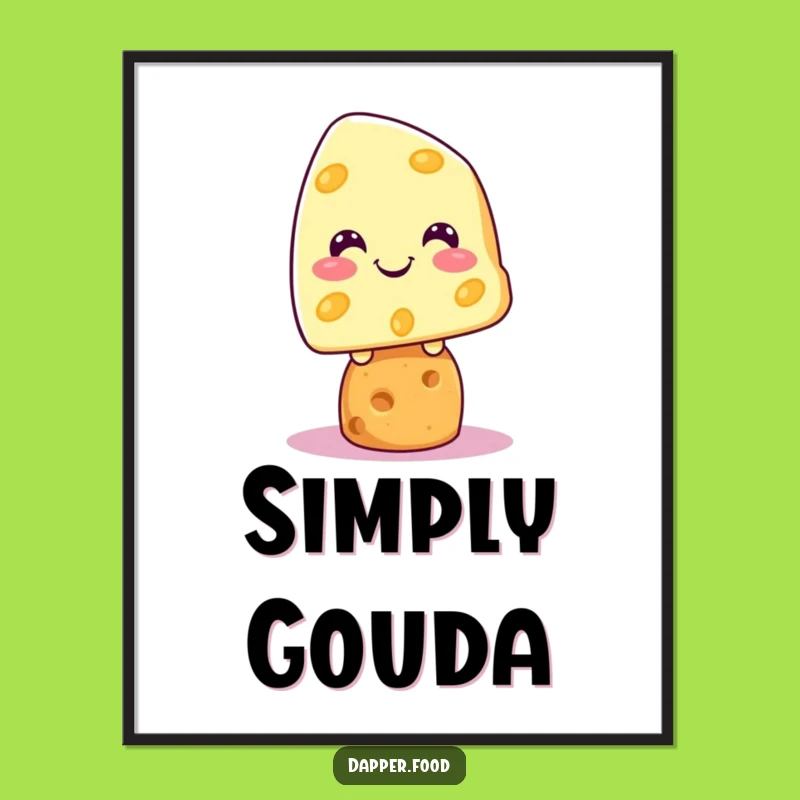 Funny Kawaii Cheese Cracker Digital Art: Grinning Charm, Perfect Gift!