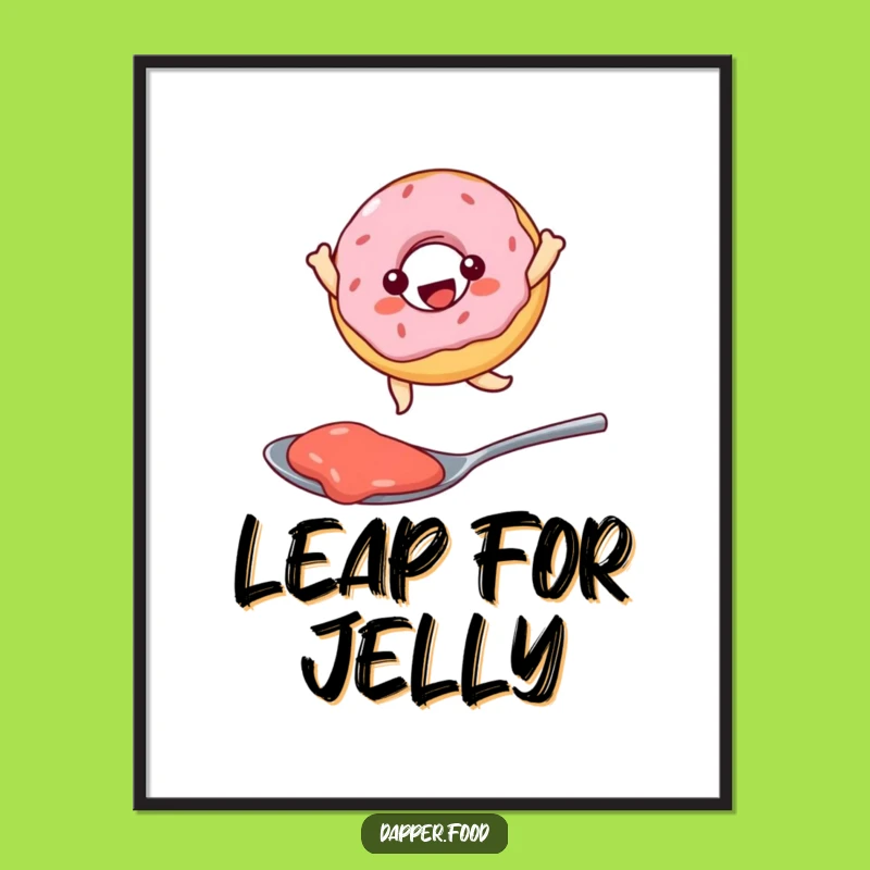 Funny Kawaii Donut Jam Leap Digital Art: Hilarious Printable Sweet Decor