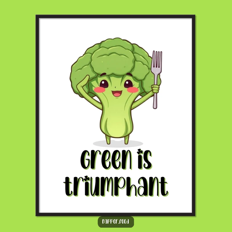 Funny Proud Broccoli Salute Digital Art: Instant Healthy Humor Decor Gift