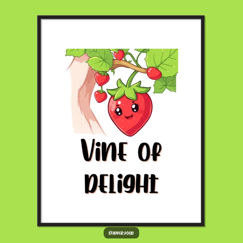 Funny Strawberry Swing Digital Art Print - Instant Fruity Cheer