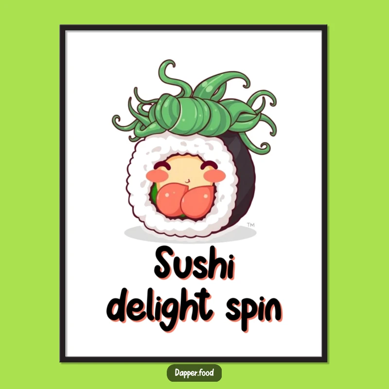 Funny Sushi Roll Hair Digital Art Print - Instant Playful Decor