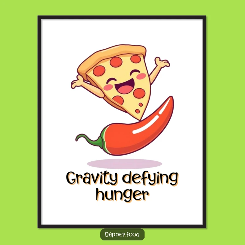Funny Pizza Leap Digital Art, Humorous Wall Decor Gift for Foodies
