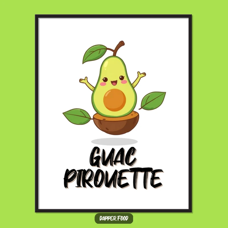 Funny Avocado Pirouette Digital Art: Instant Elegance with Healthy Dancing Fun