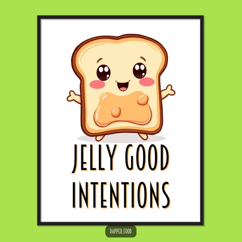 Funny Toast Jumping for Jelly Jar Digital Art - Instant Joyful Breakfast Decor Funny Gift