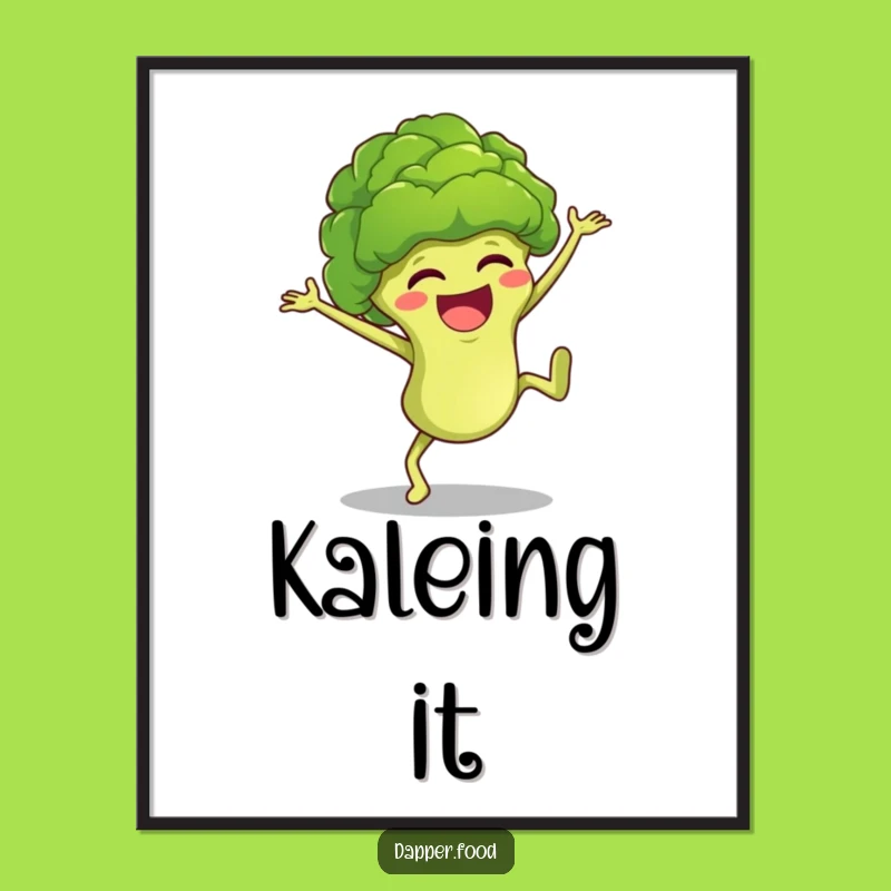 Funny Broccoli Cartwheel Digital Art Print Instant Hilarious Veggie Decor Download