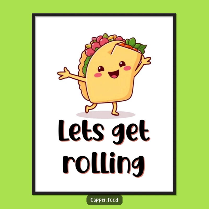 Funny Dancing Tacos Digital Art: Instant Fiesta Wall Decor