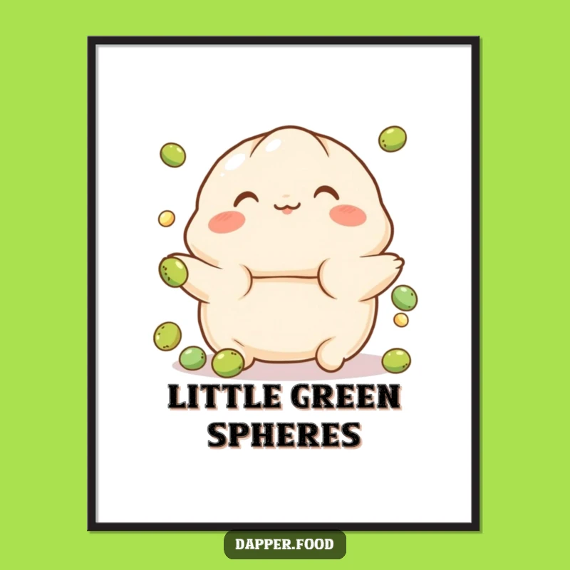 Funny Playful Dumpling Pea Juggling Digital Art - Instant Cute Decor!