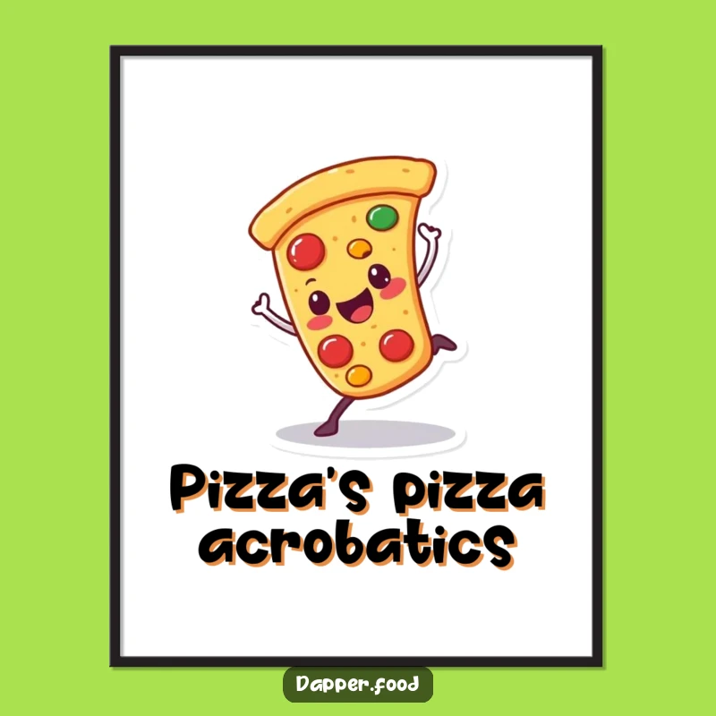 Funny Pizza Cartwheel Digital Print: Instant Character Decor for Walls