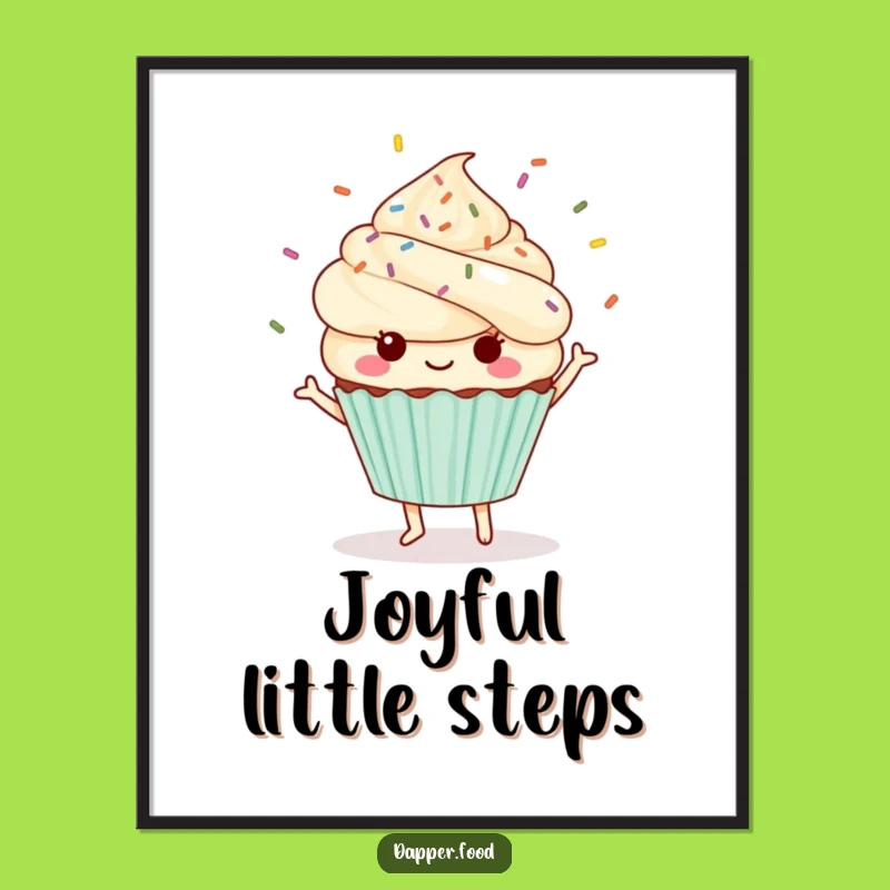 Printable Funny Kawaii Cupcake Art: Dancing Sprinkle Digital File