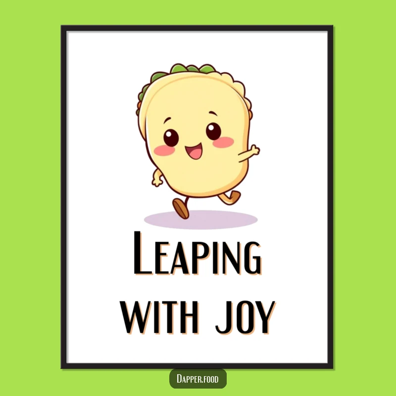 Printable Funny Kawaii Taco Art: Exciting Running Taco Digital Download