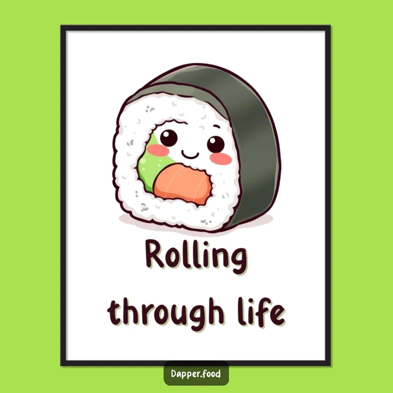 Funny Sushi Roll Digital Art Print: Instant Joyful Wall Decor