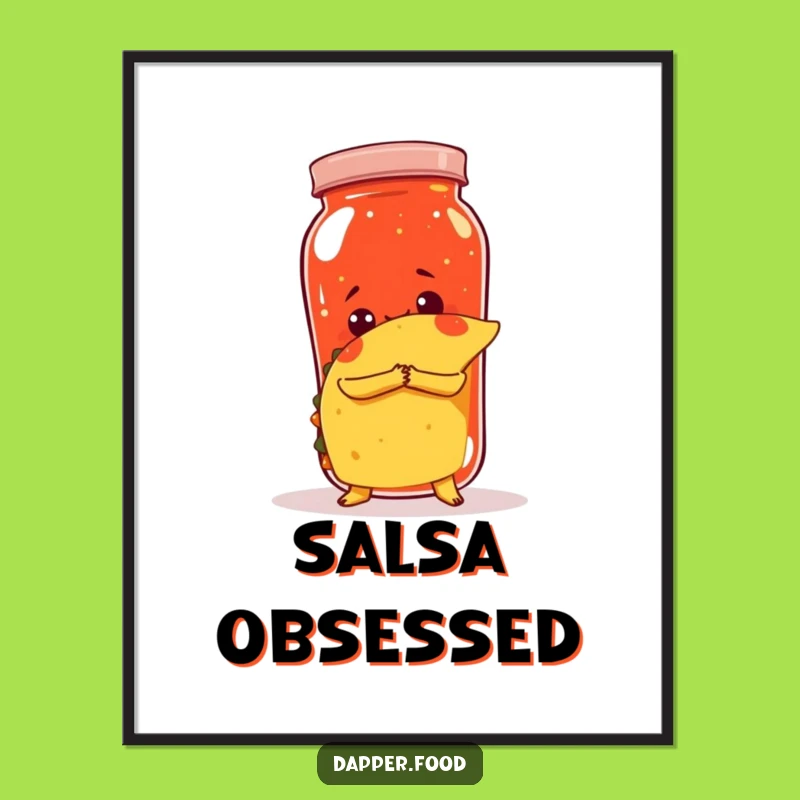 Funny Taco Salsa Hug Digital Art, Whimsical Wall Decor Gift