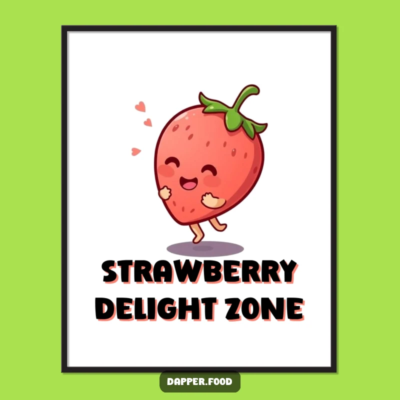 Funny Kawaii Strawberry Bounce Digital Art: Giggling Joy, Perfect Gift!