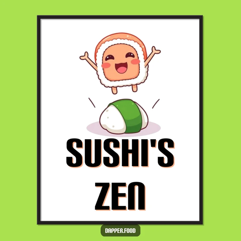 Funny Sushi Leap Digital Art: Instant Joy of Sushi Jumping Over Wasabi