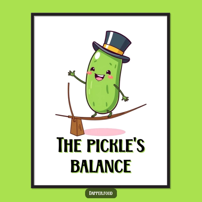 Funny Pickle Tightrope Digital Art: Daring Character Download, Instant Funny Gift for Decor