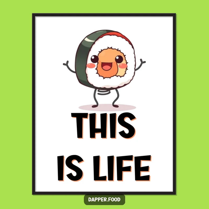 Funny Sushi Roll Digital Art: Instant Joyful Wall Decor